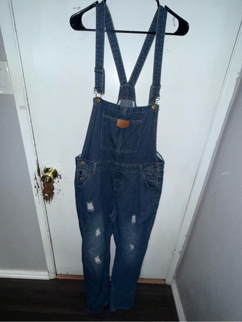 Dark blue denim overalls